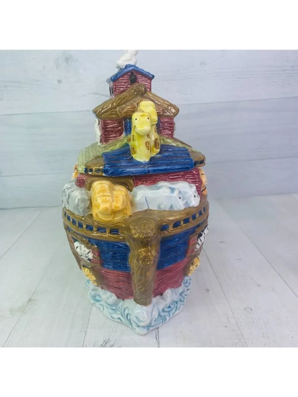 Vintage Bico NOAHS ARK Animals Colorful Ceramic Lidded 11